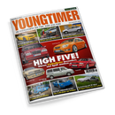 Titelbild der Autozeitschrift „YOUNGTIMER“ (Ausgabe Juli/August 2026) mit orangefarbener Überschrift und mehreren Farbfotos klassischer Fahrzeuge aus den 1970er bis 1990er Jahren, darunter Audi RS2, Ford Focus ST, Mercedes 250 D, Volvo 850 T‑5R und VW Multivan 2.5 TDI; zentrale Schlagzeile „HIGH FIVE! Warum Fünfzylinder besonders viel Spaß machen“ auf rotem Hintergrund, ergänzt durch kleinere Themenkästen zu Oldtimer‑Treffen und Restaurierungen.