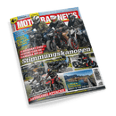 Titelbild der Zeitschrift „Motorrad News“ Ausgabe Juli 2025 mit drei Motorradfahrenden in Schutzkleidung und Helmen auf roten, schwarzen und grauen Naked Bikes, mittig große Schlagzeile „Stimmungskanonen“, darunter kleinere Bilder mit Maschinen wie Ducati XDiavel V4, Yamaha Tracer 9 GT und Honda CB350S sowie Texten wie „Abteilung Attacke“, „Technik-Offensive“ und „Lofoten & Niederlande – Weit & um die Ecke“.