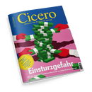 Schräg fotografiertes Magazincover „Cicero – Magazin für politische Kultur“ mit mehreren gestapelten grünen Geldbündeln, weißen Banderolen und Aufschriften „100 EURO“, die von roten Händen aus verschiedenen Richtungen gezogen werden. Rosa, blaue und dunkelrote Flächen bilden den Hintergrund; lesbare Texte: „Einsturzgefahr“, „Wie der deutsche Sozialstaat das Land an seine Grenzen bringt“ sowie „Sehnsucht oder Albtraum? Großbritannien streitet über die Abkehr vom Brexit“.