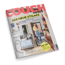 Cover der Zeitschrift COUCH: Eine Frau in einem hellen, modern eingerichteten Wohnzimmer, mit der Schlagzeile 'DER NEUE STILMIX'.