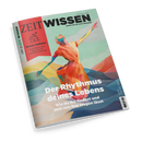 Magazin „ZEIT WISSEN“, Ausgabe Mai/Juni 2024, mit farbenfroher Illustration einer abstrakten, tanzenden Person in fließenden Rot-, Orange-, Blau- und Grüntönen vor pastellfarbenem Hintergrund. Titeltext: „Der Rhythmus deines Lebens – Wie du ihn findest und dich von ihm tragen lässt“. Linkes rotes Textfeld: „Besser wohnen – Inspirationen aus Japan für ein schöneres Zuhause“.