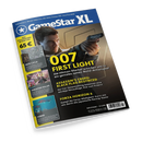Titelblatt der Zeitschrift „GameStar XL“ mit blau-gelbem Layout. Zentral ein männlicher Charakter in grauer Jacke, der eine Pistole hält, daneben große gelbe Schrift „007 FIRST LIGHT“. Weitere Texte: „ASSASSIN’S CREED: BLACK FLAG RESYNCED“, „FORZA HORIZON 6“ und drei Spielecover mit Titeln „NEW CYCLE“, „PARADISE KILLER“ und „VERNE“. Oben das weiße „GameStar XL“-Logo auf blauem Hintergrund.
