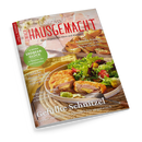 Titelbild des Magazins „Landlust Einfach Hausgemacht“ mit der Überschrift „Gefüllte Schnitzel – herrlich vielfältig von klassisch bis vegetarisch“. Abgebildet ist ein Teller mit goldbraun paniertem Schnitzel, grünem Salat und gelbem Serviettentuch auf einem geflochtenen Untersetzer. Weitere Texte: „14 Seiten Erdbeerglück“, „Einfache Bistro-Küche“, „Frischer Spargel“ und „Schnelle Küche“.