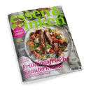 essen & trinken Magazin-Cover mit Teller mit gebratenem Fleisch und Frühlingsgemüse. Hauptschlagzeile: Frühlingsfrische Kräuterküche.
