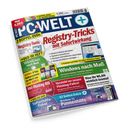Titelblatt der Computerzeitschrift „PC-WELT+“ Ausgabe 8/2026 mit blauem Kopfbereich und weiß-blauer Schrift. Zentrale Überschrift: „Registry-Tricks mit Sofortwirkung“. Darunter Themen wie „Windows nach Maß“, „Was Ihr WLAN wirklich bremst“, „Anti-Phishing-DVD“ und „Windows 11 Pannenhilfe“. Mehrfarbig gestaltetes Layout mit gelben, roten und grünen Textfeldern sowie kleinen Vorschaubildern von Software- und DVD-Covern.