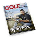 Schräg fotografiertes weißes Cover des „GOLF MAGAZIN“, Ausgabe September 2026, mit einem sitzenden männlichen Golfer in schwarzem Poloshirt und grauer Hose, der eine silberfarbene Trophäe hält. Sichtbare Texte: „Profigolf“, „Vorschau: Solheim Cup“, „BMW International Open“, „German Challenge“, „Ryan Fox“, „The Open 2026“, „Der erste Major-Sieg des Neuseeländers“, „Reise“, „Training“ sowie „Eklat in der DGL“.