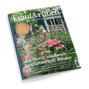 Kraut&rüben Magazincover mit pinken Rosen und üppigem Garten, Schlagzeile Wild, sinnlich, sommerlich Gestalten mit Rosen.