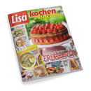 Cover der Zeitschrift Lisa kochen & backen mit einer Erdbeer-Schoko-Torte und der Schlagzeile Himmlisch backen mit ERDBEEREN.