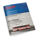 Magazincover mare No. 169: Japanischer Bus vor grauer Betonmauer, mit Schlagzeile Die Mauer.