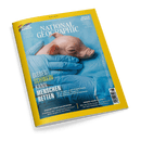 National Geographic Juni 2025 Cover: Ein Ferkel wird von Händen in blauen Handschuhen gehalten. Hauptschlagzeile: Dieses Schwein kann Menschen retten.